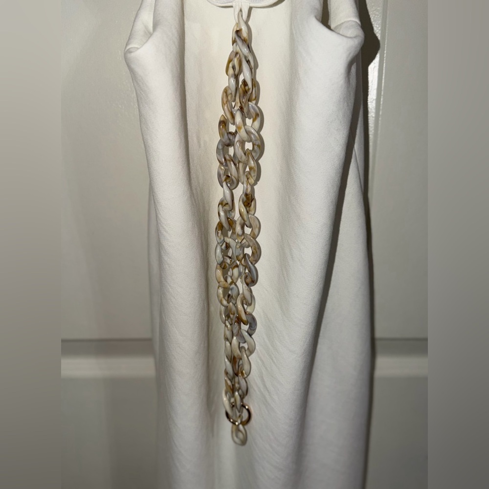 ZARA White Midi Dress Gold Chain Women Size S NWOT - Picture 5 of 7